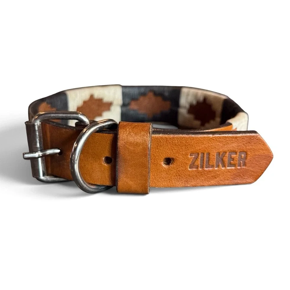 Zilker Antone's Dog Collar Size Medium Argentine Leather Artisan Gaucho NEW